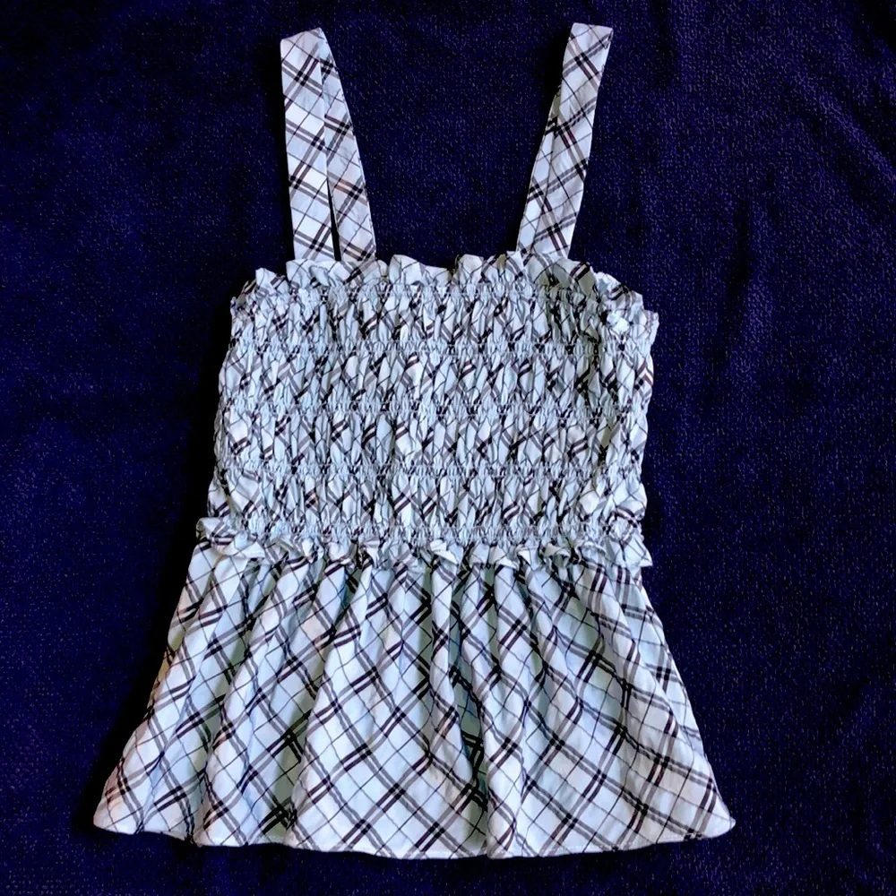 Jcrew Smocked tank in textured plaid Size S - Picture 2 of 8